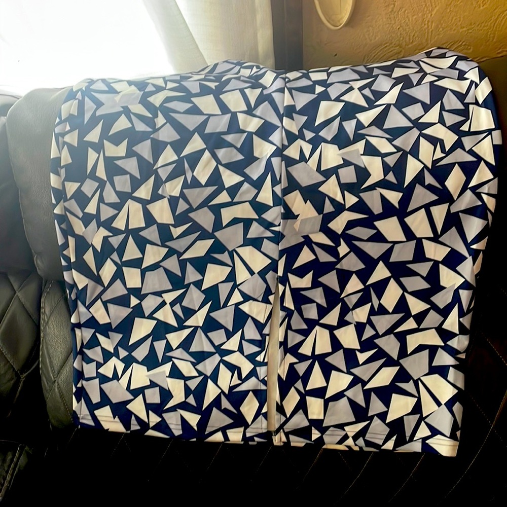 Blue, gray and white pencil skirt. Size XL, runs small.